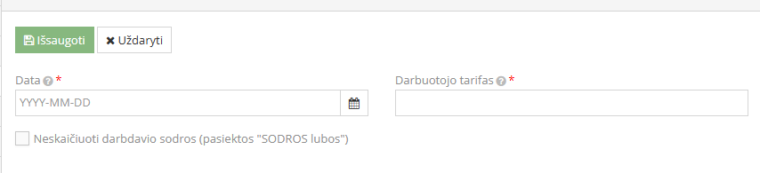 Sodra percentage window entered for the employee